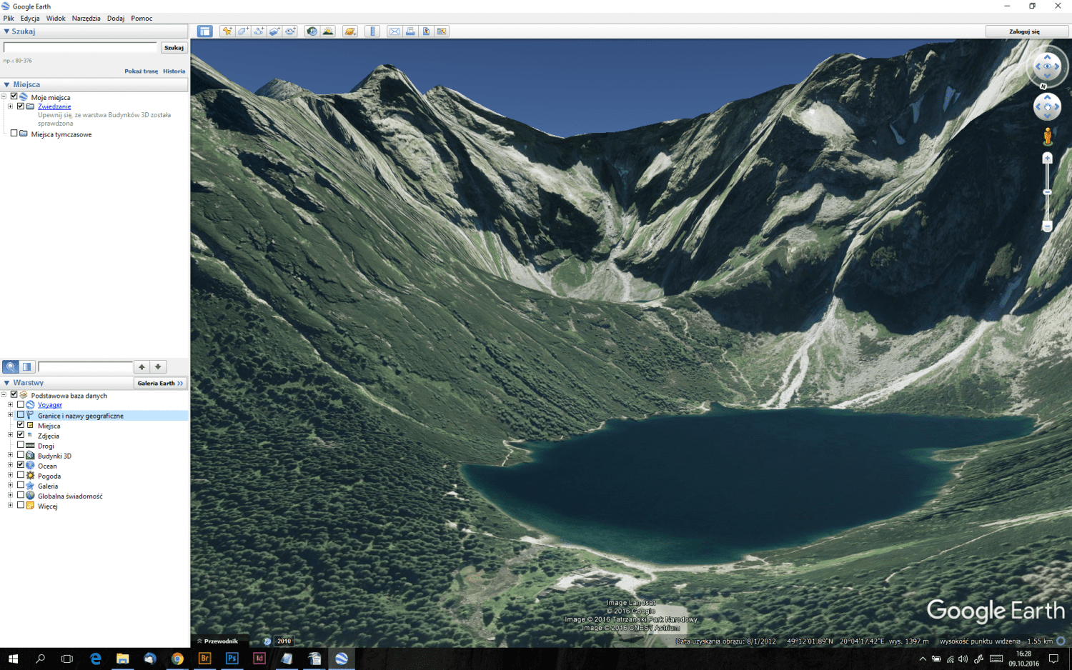 Rzut oka na Morskie Oko w programie Google Earth